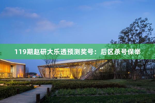 119期赵研大乐透预测奖号：后区杀号保举
