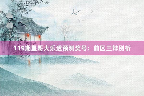119期星哥大乐透预测奖号:前区三辩别析