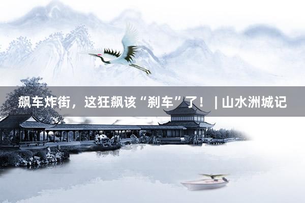 飙车炸街,这狂飙该“刹车”了! | 山水洲城记