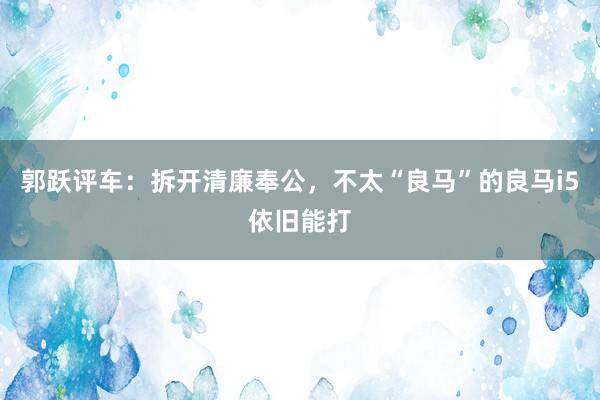 郭跃评车:拆开清廉奉公,不太“良马”的良马i5依旧能打