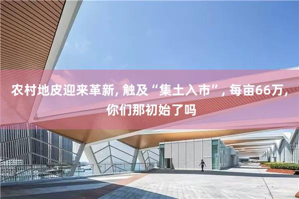 农村地皮迎来革新, 触及“集土入市”, 每亩66万, 你们那初始了吗