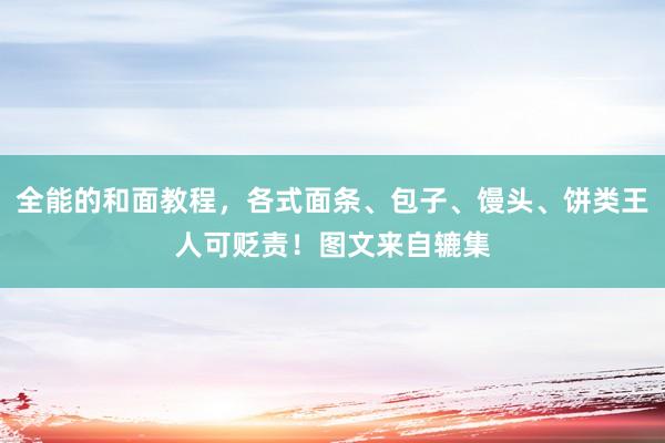 全能的和面教程，各式面条、包子、馒头、饼类王人可贬责！图文来自辘集